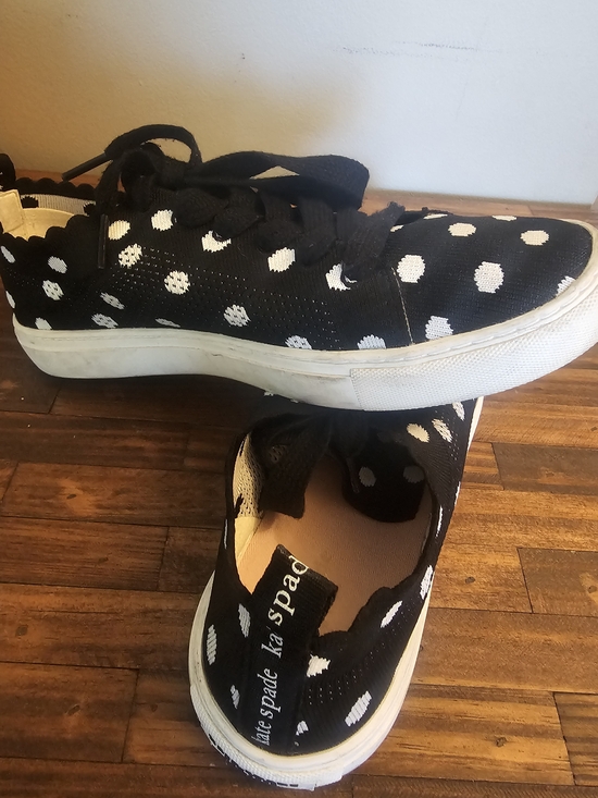 kate spade Shoes - Kate Spade Black & White Polka Dot Slip-On Sneakers
